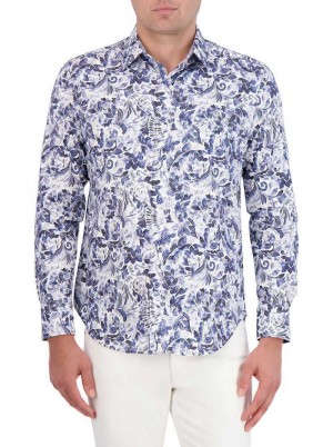 Blue Robert Graham Santa Cruz Long Sleeve Button Down Shirt | 163890XQL