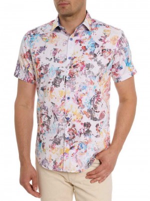 Classic Robert Graham Splash Of Color Short Sleeve Button Down Shirt | 564718XPF