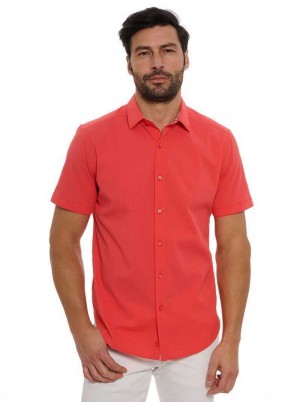 Coral Robert Graham Shark Bite 2 Short Sleeve Button Down Shirt | 350641LHW