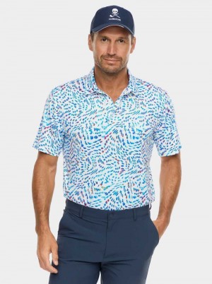 White Robert Graham Color Play Short Sleeve Knit Polo | 964870YSP