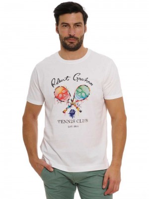 White Robert Graham Rg Tennis Club T-shirt | 197823DAQ